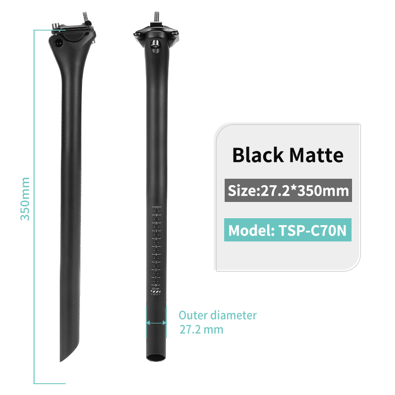 Toseek c70 sem logotipo selim de carbono peso leve 27.2/31.6mm preto fosco mtb bicicleta estrada espigão tubo assento peças da bicicleta: Branco
