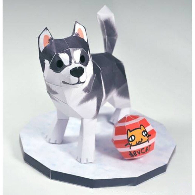 Husky Paper Model Hand-made DIY Animal Series Dogs And Cats Decoration Simple Cute