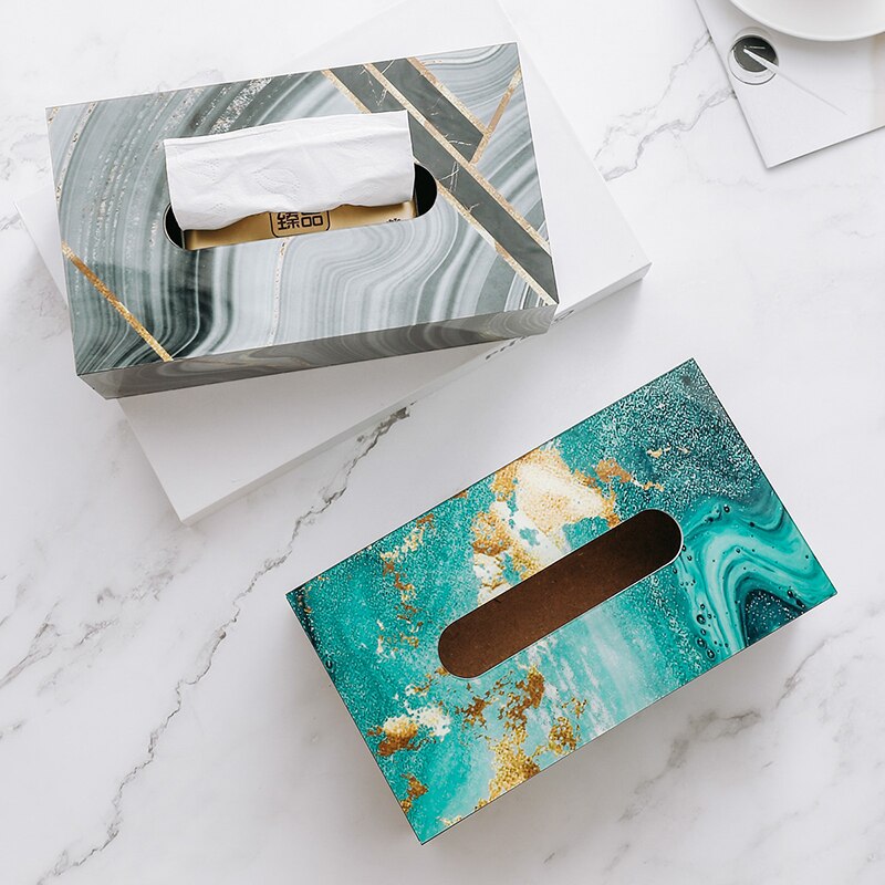 Marble Texture Tissue Box Acrylic Material Desktop Toilet Napkin Holder Office Desk Living Room Bedroom Tissue Protection Box