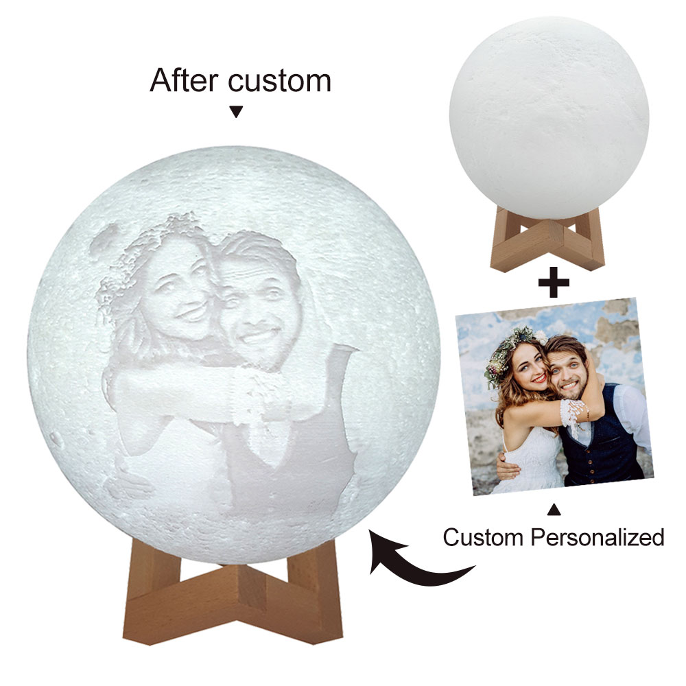 Lampe lunaire personnalisée avec impression 3D, texte Photo personnalisé, veilleuse, Rechargeable par USB, anniversaire, fête des mères, lunaire de saint-valentin
