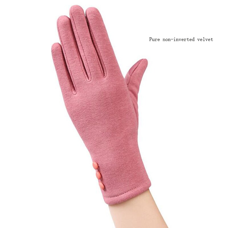 Guantes de Cachemira de algodón para mujer, manoplas cálidas de felpa interior para deportes, Fitness, pantalla táctil, para ciclismo, de dedo completo, C54, Otoño e Invierno: 19B Pink
