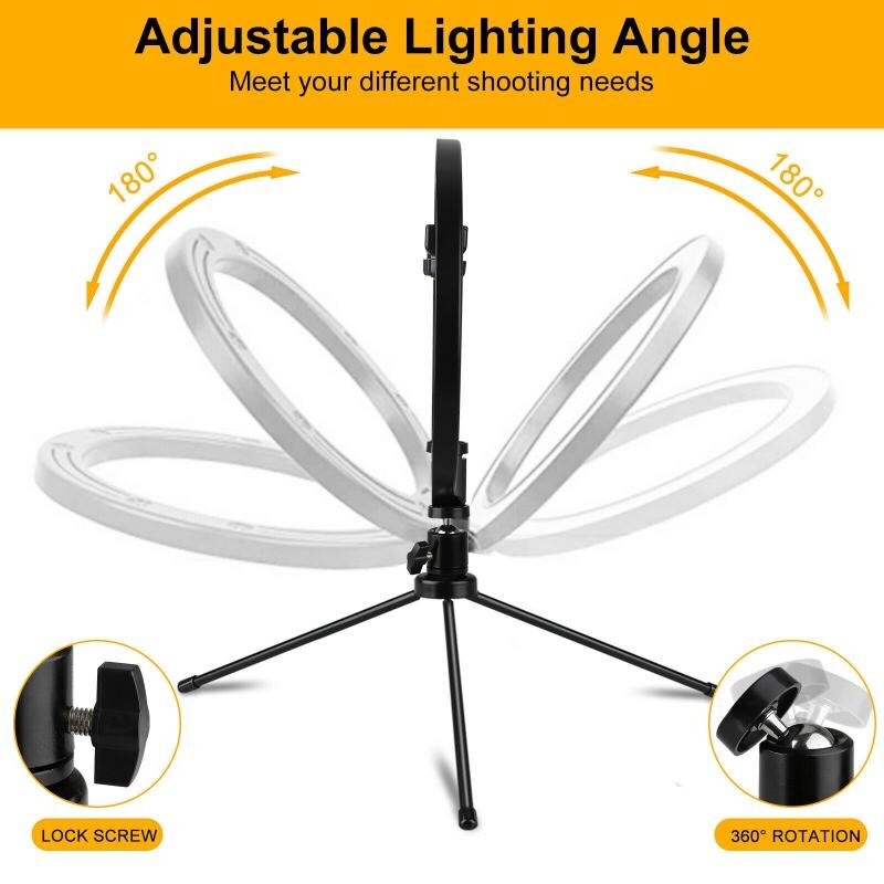 26cm Ring Licht Dimmbare LED Studio Kamera Foto Telefon Video Licht Lampe Mit Stative Selfie Stick Ring Tabelle Füllen licht für VK