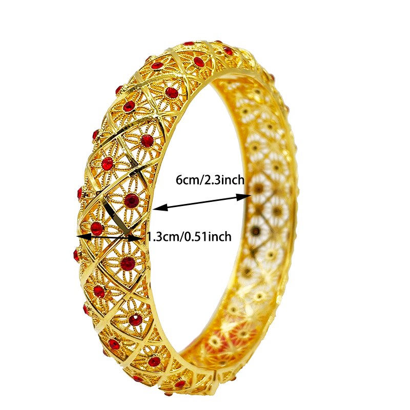 1Pcs Romantische Armbanden 24K Gold Kleur Dubai Armbanden Voor Vrouwen Afrika Armband Ethiopische Bruid Huwelijkscadeau