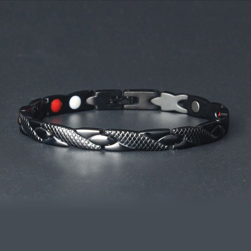 Twisted Gezonde Power Magnetische Therapie Gezondheid Armband Artritis Carpaal Tunnel Pijnbestrijding Armband Gezondheid Cares Sieraden: Black