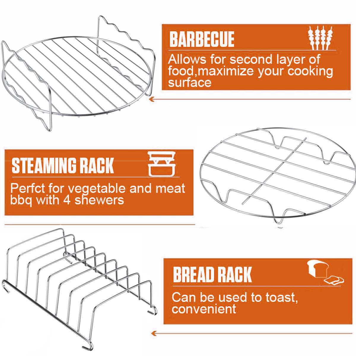Air Fryer Accessories 8 Inch for Gowise for Phillips Cozyna and Secura, Set of 124 Fit all Airfryer 3.7-6.8QT