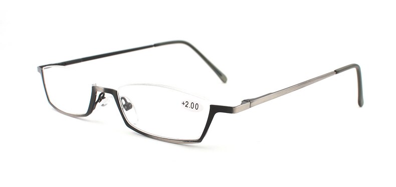 Rolipop Half Frame Readers Reading Glasses Men Prescription Eyeglasses Spring Hinges Frame Metallic Stainless Steel Clear: +250 / Gray