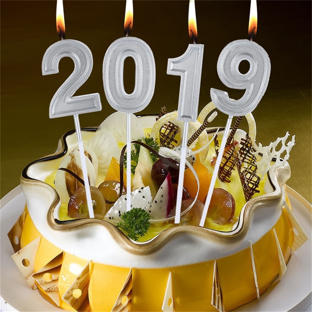 1PC Silver Number 0-9 Birthday Numeral Candles Light Home Wedding Birthday Party Decoration Led Candles birthday candle L300110