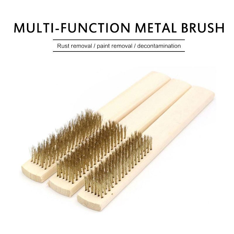 Durable Beech Handle Brass Wire Brush Copper Brush for Industrial Equipment Surface / Interior Polished Grinding Clean