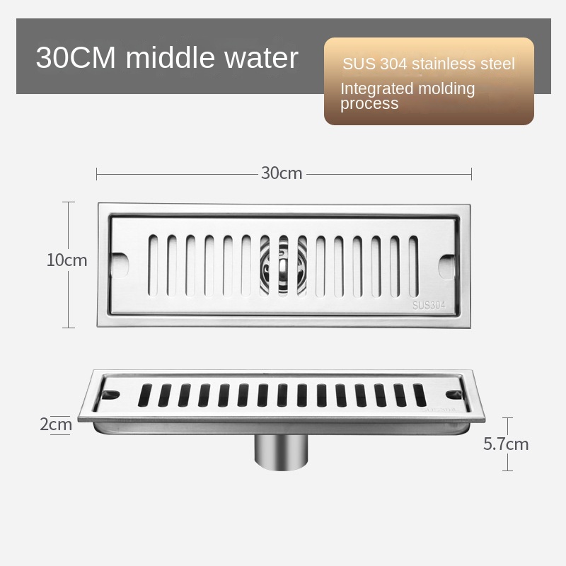 Strip Extended Floor Drain Stainless Steel Large Displacement Anti-Odor Barrier Hair Floor Drain Hotel Family Bathroom Balcony: Red