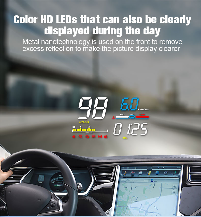 Auto elektronische obd obd 2 hud head-up display universeel toerental spanning kilometerstand alarm rijden auto voorruit snelheidsprojector