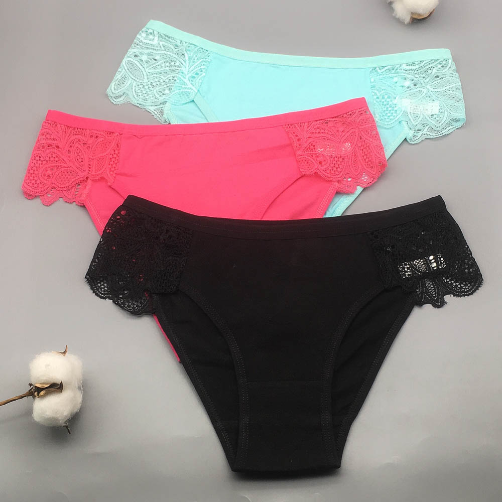 3 Pcs / Lot 2022 Underwear Women Sexy Lace Women Panties M L XL 9309: SET 4 / XL