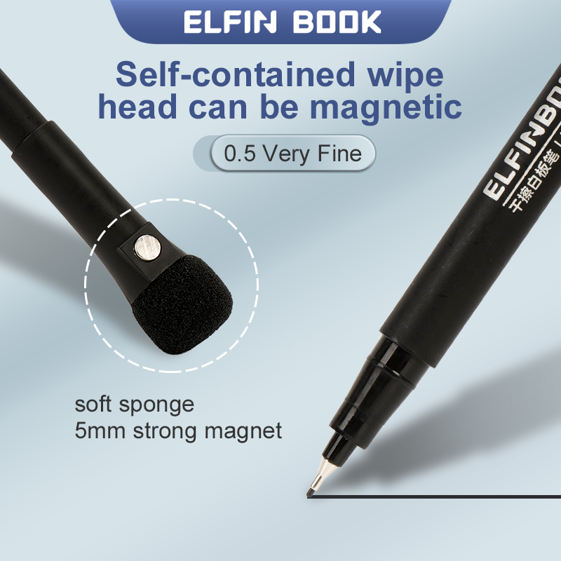 8 farger 0.5mm magnetiske whiteboardpenner med tørrslett, kontor, skole, hvit tavle, skrivesaker, ekstra fin spiss, fargepenner