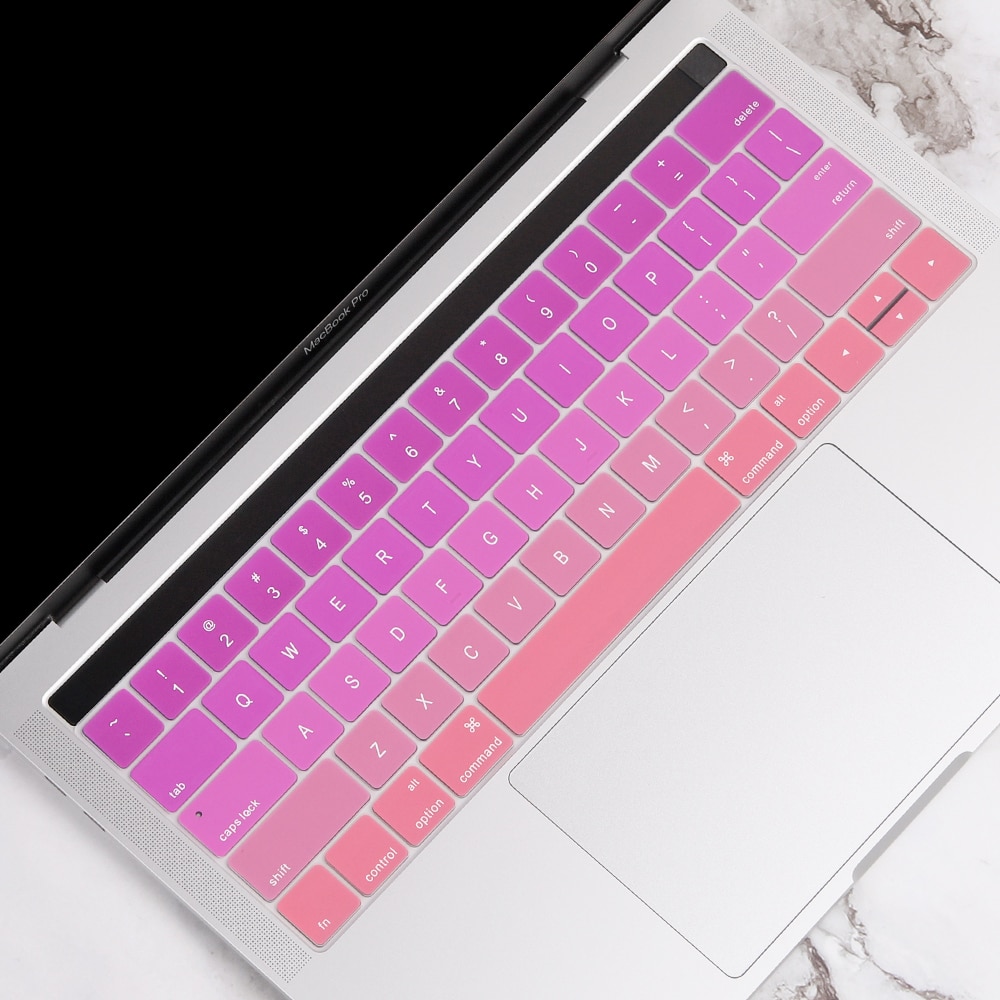 Ons Gradiënt Kleurrijke Silicone Toetsenbord Cover Skin Voor Macbook Pro 13 15 Inch Touch Bar A2159 A1989 A1990 Toetsenbord protector: Gradient Rose