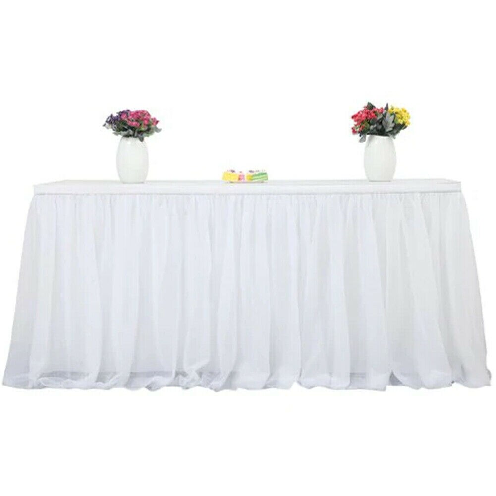 Multi colores tabla falda tutú tul mantel boda Mesa Decoración: Blanco
