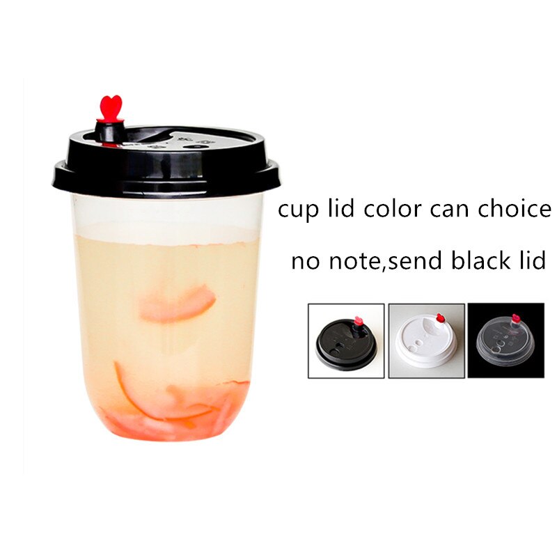 50pcs Transparent disposable plastic cup 500ml coffee drink takeaway packaging cup party birthday favor flamingo cup with lid: cup and lid2 / 500ml 50pcs