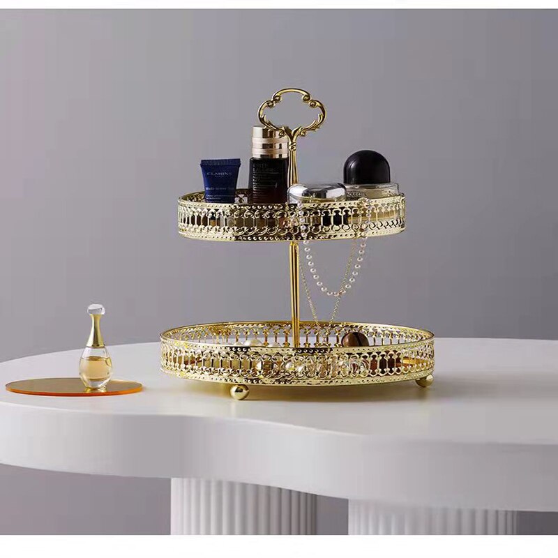 Iron Fruit Tray Double-layer Candy Tray Fruit Basket Tray Home Living Room Snack Fruit Tray Living Room Decoration