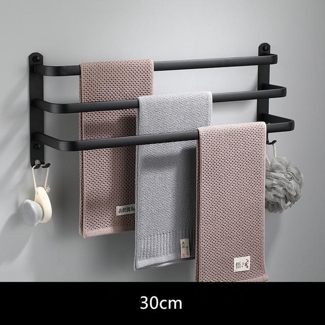 Handdoek Hanger Wandmontage 30-50 Cm Handdoekenrek Badkamer Aluminium Zwarte Handdoek Bar Rail Matte Zwarte Handdoek Houder ruimte Aluminium: three 30cm