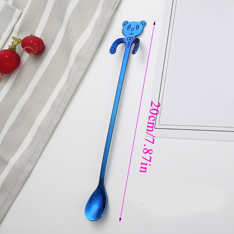 20 cm Panda lindo cuchara de café de acero inoxidable cuchara con forma de Panda cucharadita de postre de cuchara helado Mini vajilla de cucharas