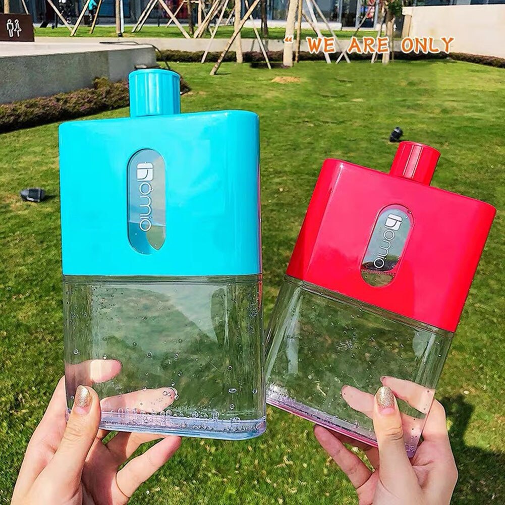 Unisex Portable Outdoor Large Capacity Flat Water Drinks Bottle Holder Container Transparent Plastic water Bottle