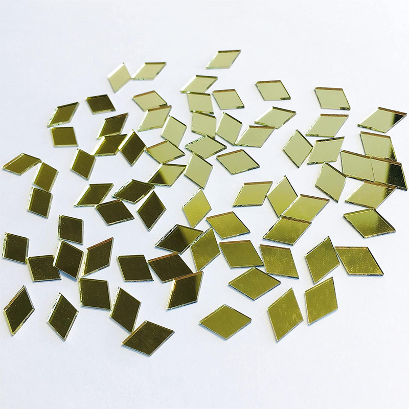 Azulejos de mosaico de espejo de cristal, 100 ~ 500 Uds., forma de rombo de diamante a granel, accesorio artesanal, suministros de decoración artística de pared para el hogar