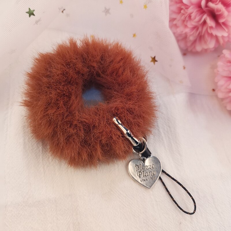 Mobile phone lanyard ladies plush hair tie trend cute For iPhone Samsung mobile phone chain with key ring Universal lanyard: 01