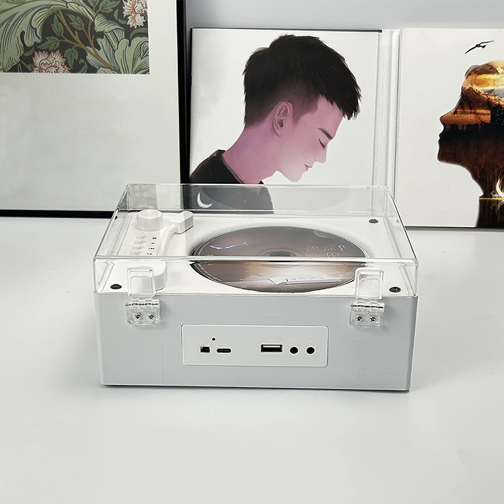 Vintage Leather CD Player Two-way Bluetooth 5.0 Built-in Speaker Portable Rechargeable CD Music Player USB Lossless Player