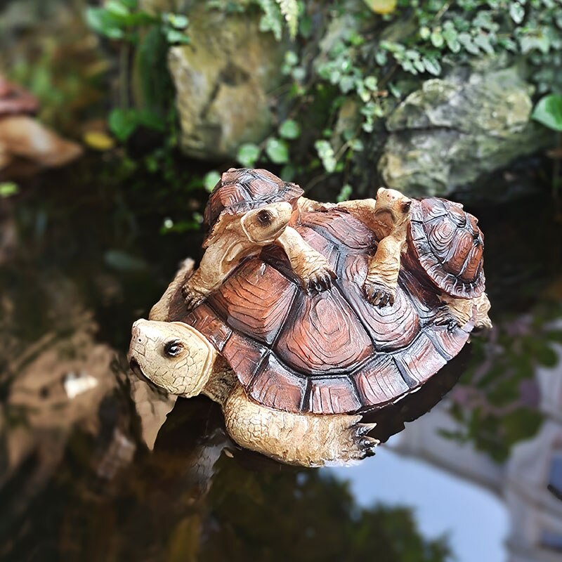 Simulation Floating Turtle Sculpture Ornaments Outdoor Courtyard Pond Micro Landscape Statue Crafts Garden Pool Decor