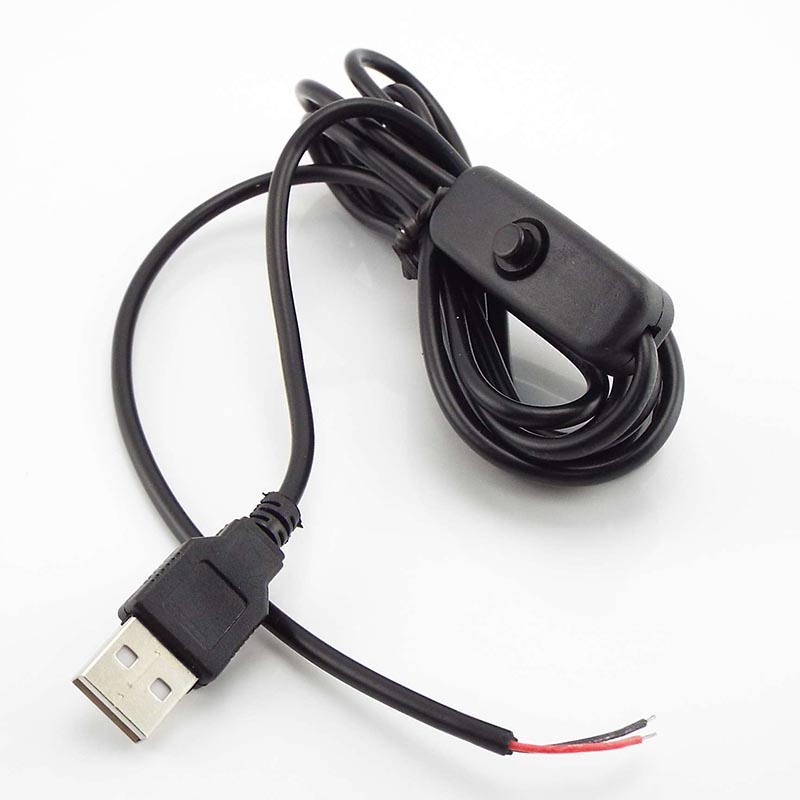 2m usb-kabler med 501 bryterkabler kobber 22 awg 3a- tråds 5v usb 12v strømforlengelsesledning