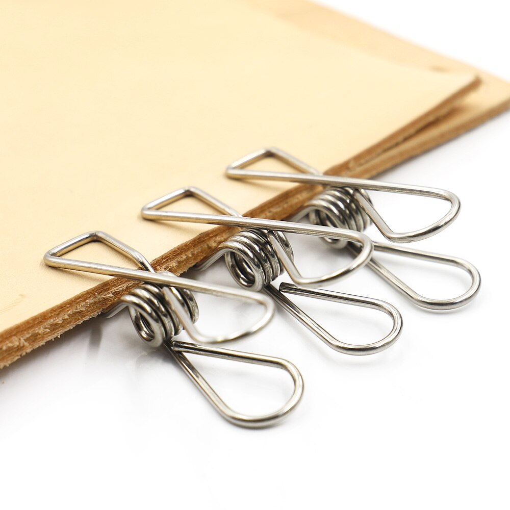 Stainless Steel Metal Spring Clips for Leather craft Tools Silver Ticket Clip Clothes Hanging Pegs Clips Clamps Leather Tool