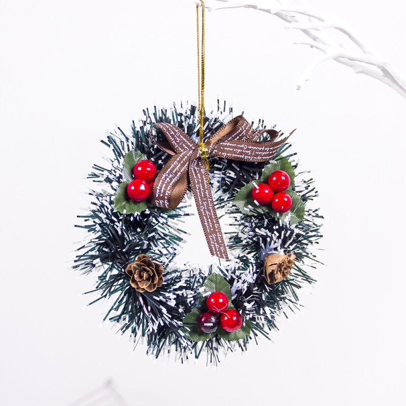Jul lille krans xmas mini snemand santa juletræ pedant år dørpynt dekorationer til hjemmet: F