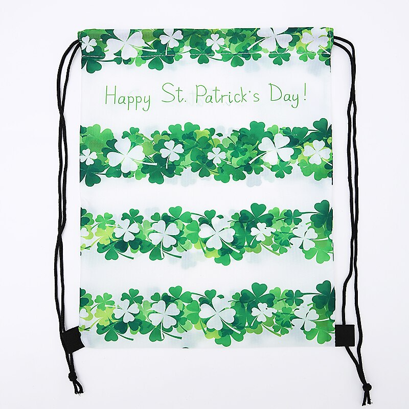 sports Drawstring Backpack,Saint Patrick's Day , storage bag printed polyester bundle pocket: GC-070