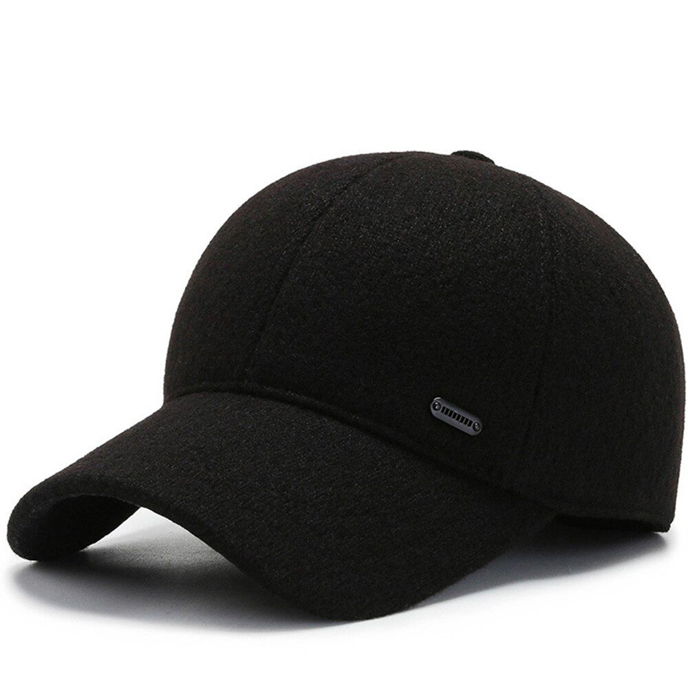 Fs masculino feminino inverno boné de beisebol com earflap preto cinza meia-idade pai chapéus ao ar livre quente proteção de orelha ciclismo gorras