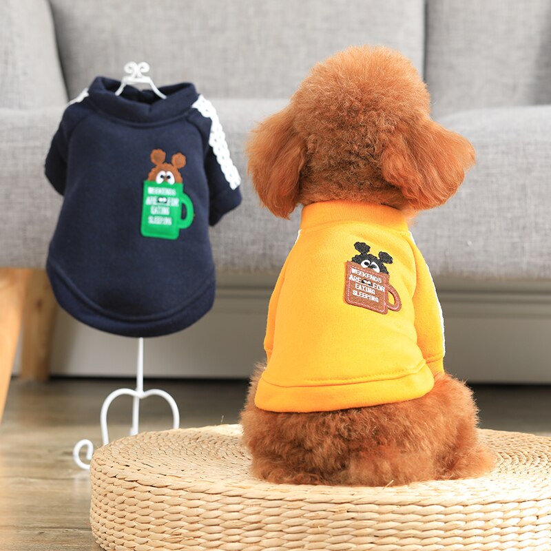 Höstens husdjurskjorta jacka höstvarma hundkläder för liten hund valp little xs xl gul svart kattkappa pitbull tillbehör