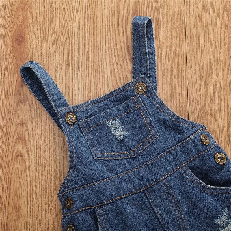 Estate Del Bambino Dei Capretti Del Bambino Delle Ragazze Tute E Salopette Pagliaccetto Fiori di Stampa Blu Denim Pantaloni Dritti Lunghi Tute E Tute Da Palestra Della Ragazza Del Bambino