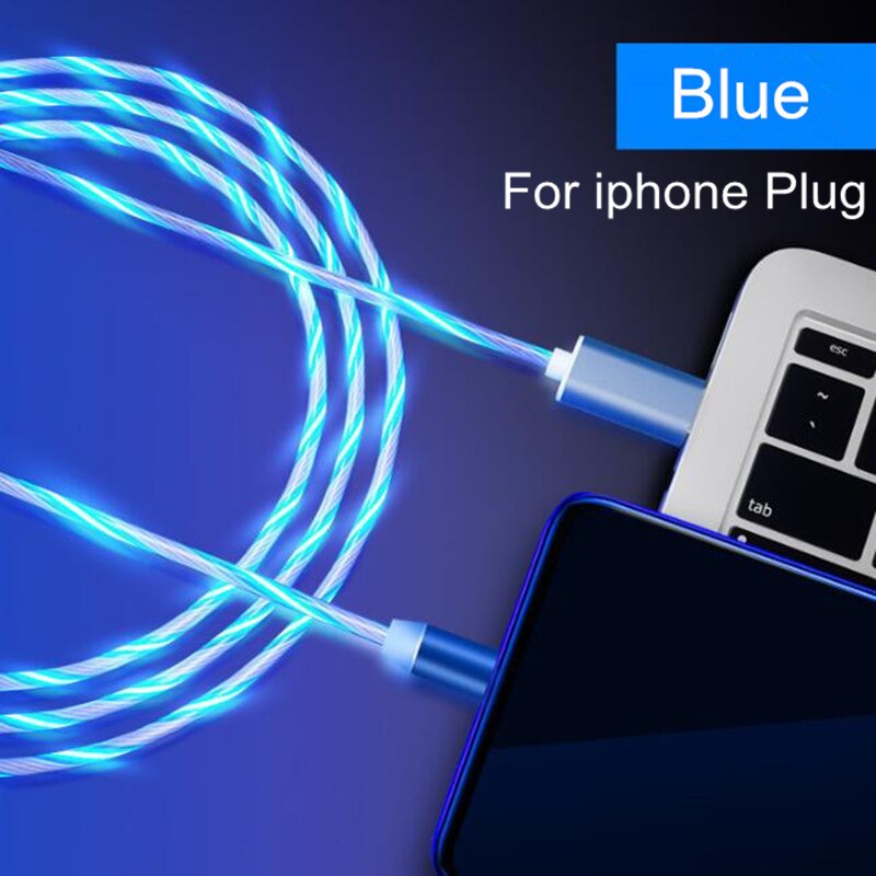 Colorful LED Light Magnetic Phone Cable Fast Charging: Blue for iphone