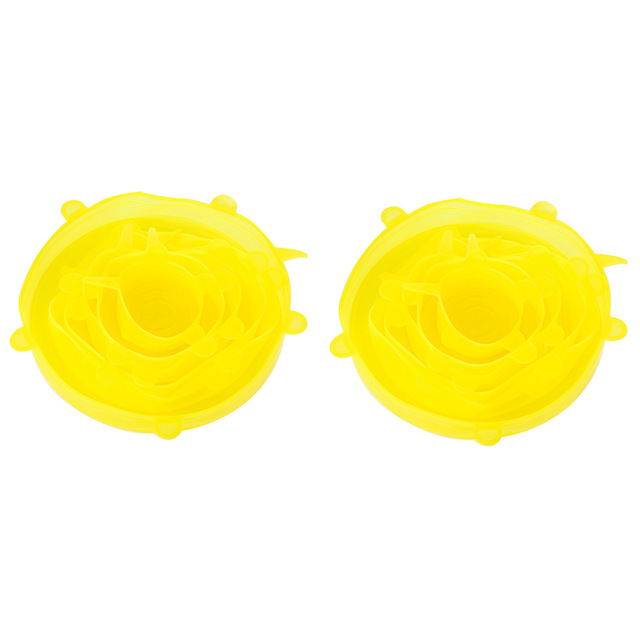 Funda de silicona para PC, tapas elásticas reutilizables para envolver comida hermética, mantener el bol sellado fresco, utensilios de cocina, 12 Uds.: 12xYellow