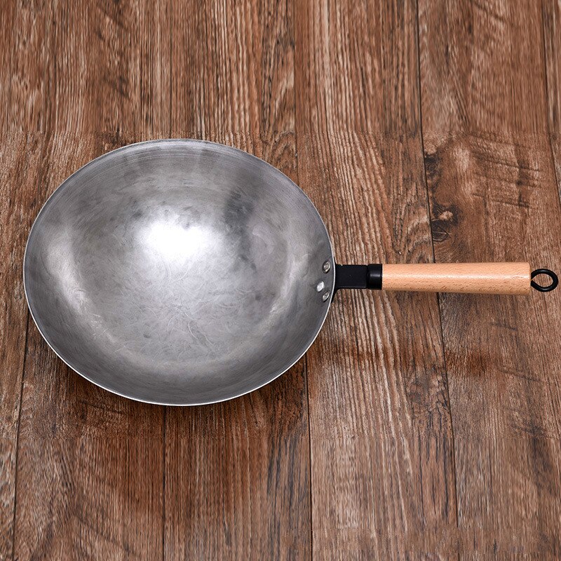 wok tradizionale ferro fatto a mano wok padella antiaderente pentola a gas antiaderente pentole 36CM funziona di alta qualità ferro cinese