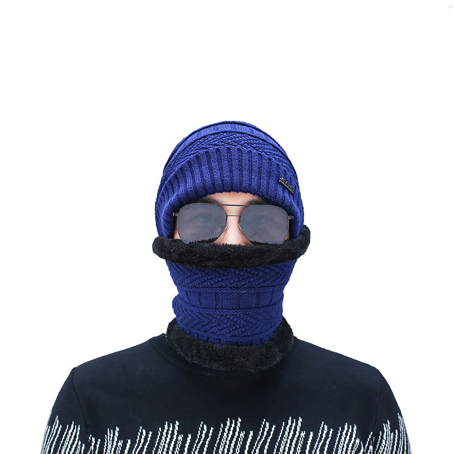 Gorro de invierno para hombre, bufanda estilo coreano, gorro de lana tejido para invierno, conjunto de gorro y bufanda para ciclismo al aire libre