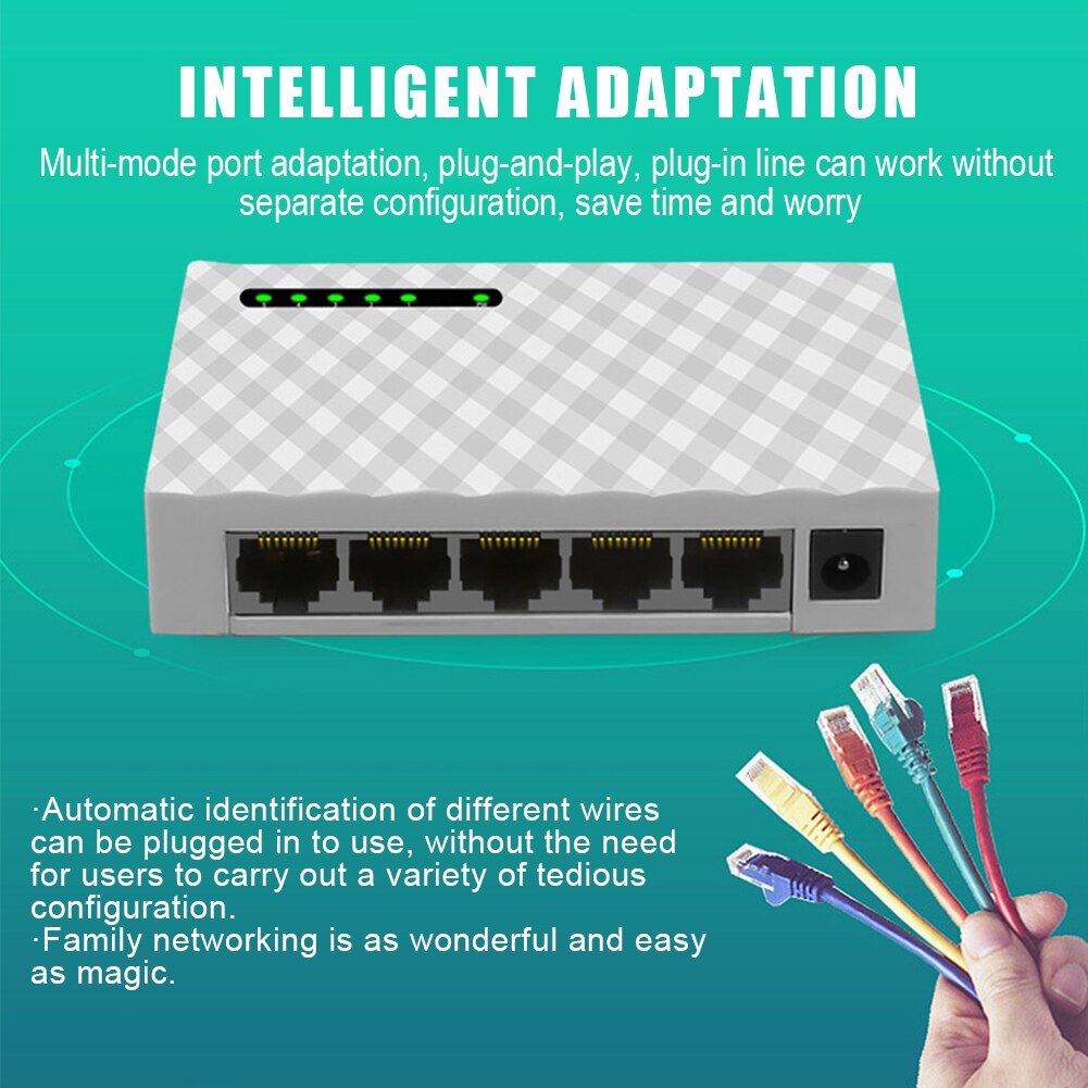 Accessori in plastica Dell'ufficio della Mini Casa di Monitoraggio 5 Porte di Rete Del Desktop Interruttore Dormitorio Base Gigabit Adattatore Hub LAN