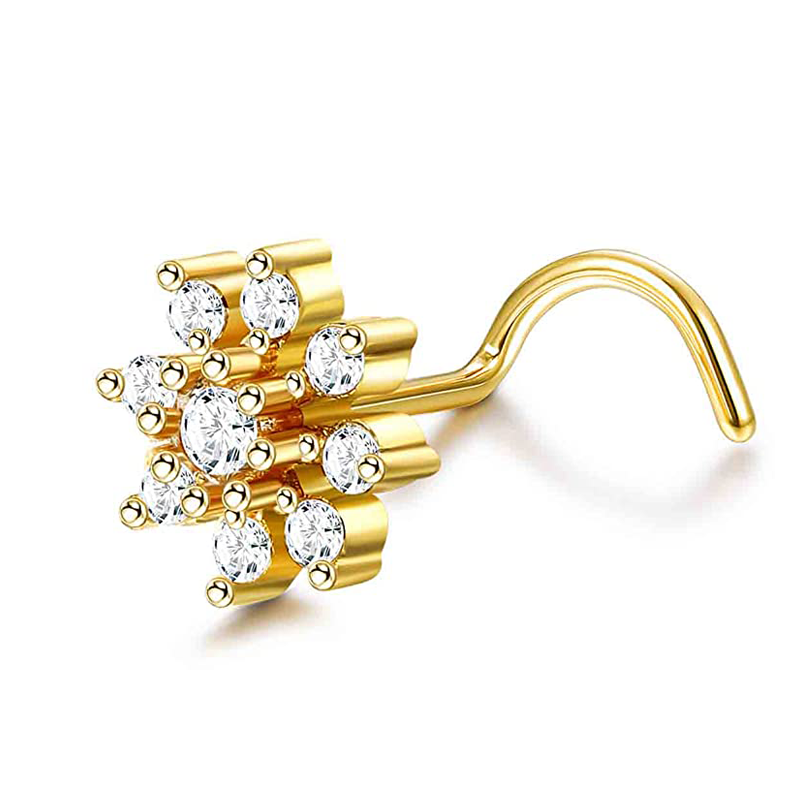 Drperfect-anillos para la nariz para mujer, tachuelas de acero quirúrgico de 20G, aro para la nariz, sacacorchos en forma de L, anillo para la nariz, joyería para Piercing en la nariz: Chapado en cobre envejecido