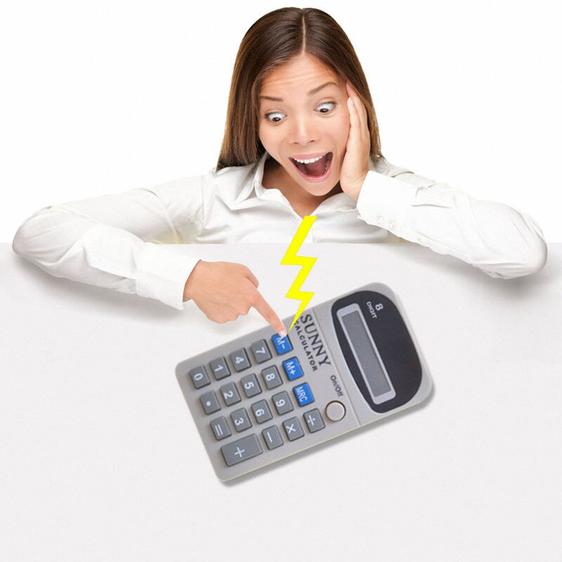 Divertidos juguetes impactantes descarga eléctrica calculadora broma falsa truco Oficina broma