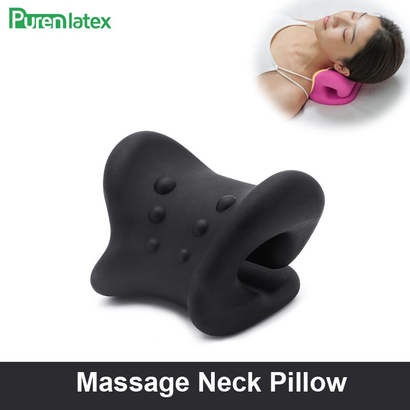 Purenlatex nakkemassage pude hukommelse skum ortopædisk pude stræk halshvirvel massage pletter pude frigør nakkesmerter