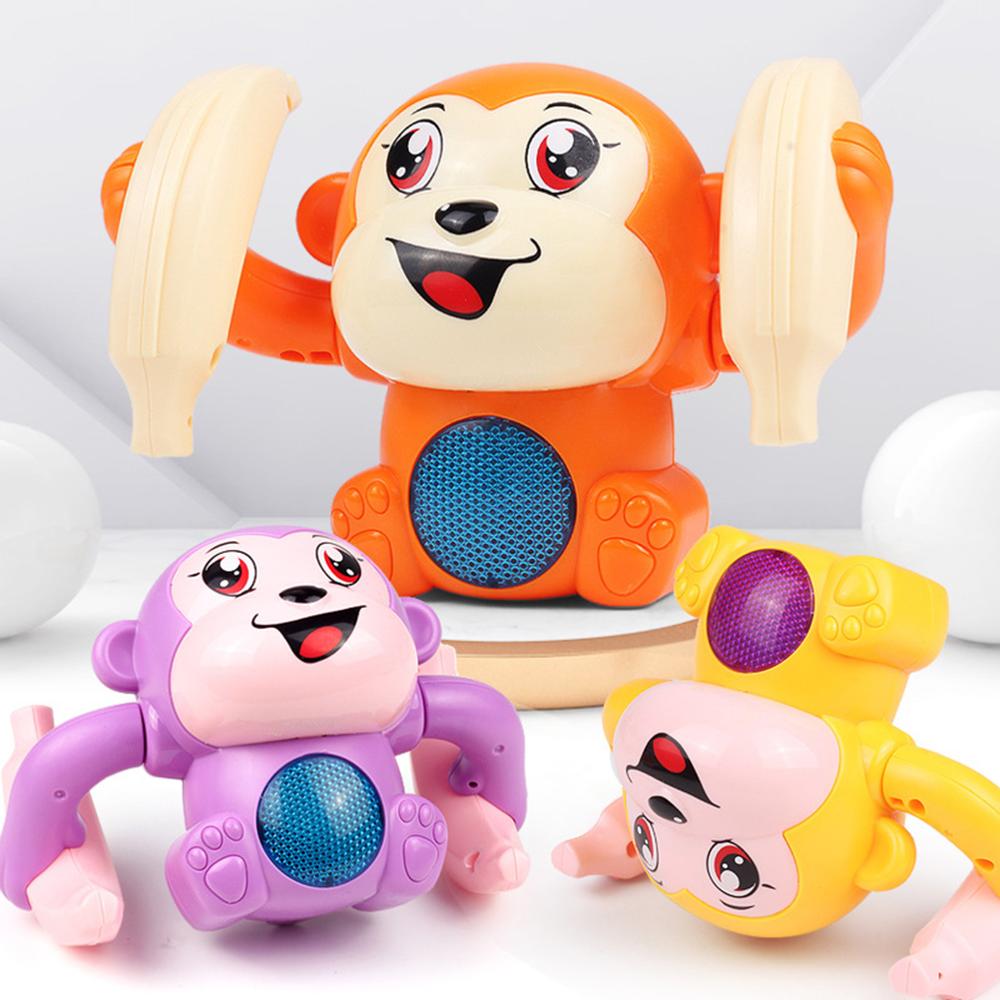 Newest Electric Flipping Monkey Toy Light Music Children Animal Model Toy Voice Control Induction Cartoon Rolling Baby Toys