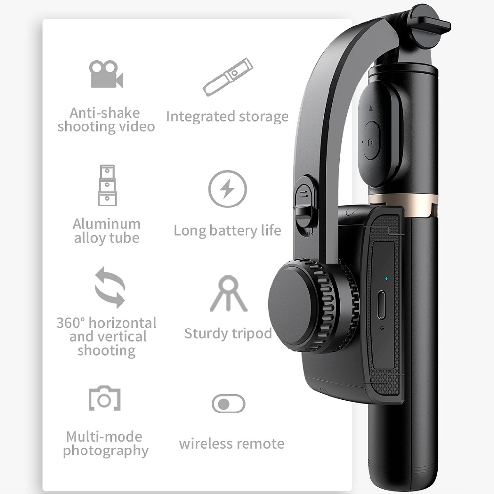 Handheld Gimbal Stabilizer With Bluetooth shutter Tripod For Smartphone Action camera Video Record Vlog Live