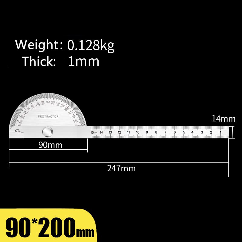 1@#Protractor Angle Ruler Gauge Stainless Steel Angle Gauge Square 180 Degree Semicircle Woodworking Square: B