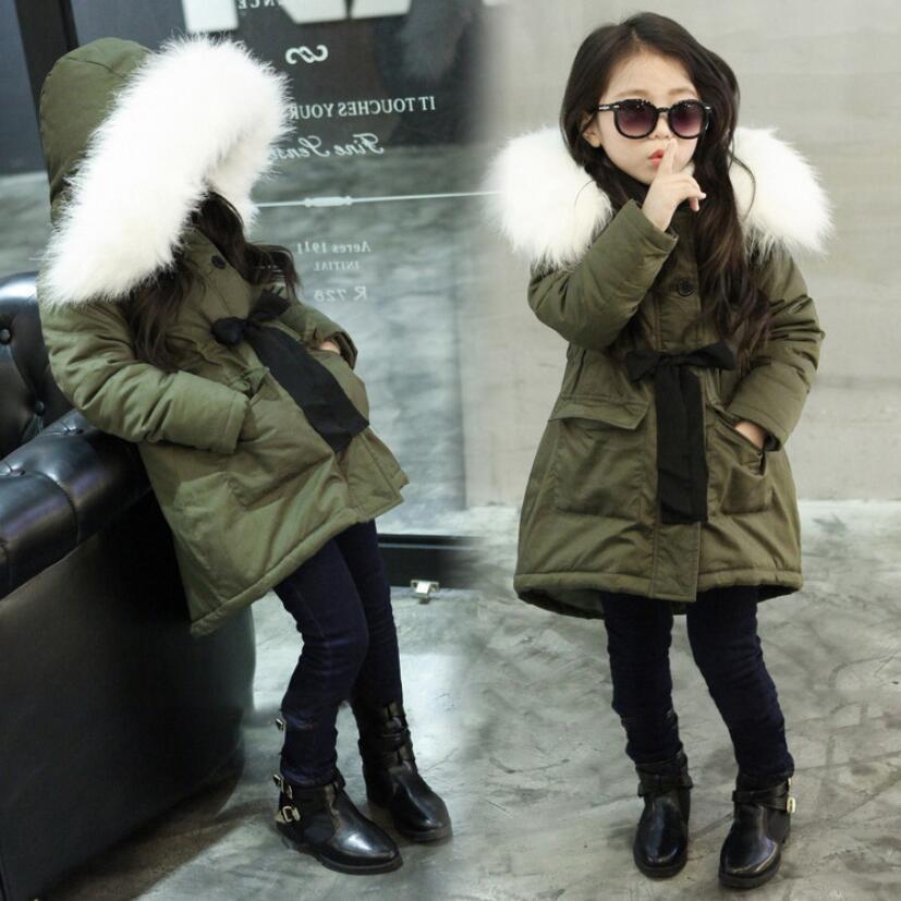 Girls clothes kids winter hooded thickening cotton jacket girl clothes long style coat child warmly jacket girls cute tops 3-11Y