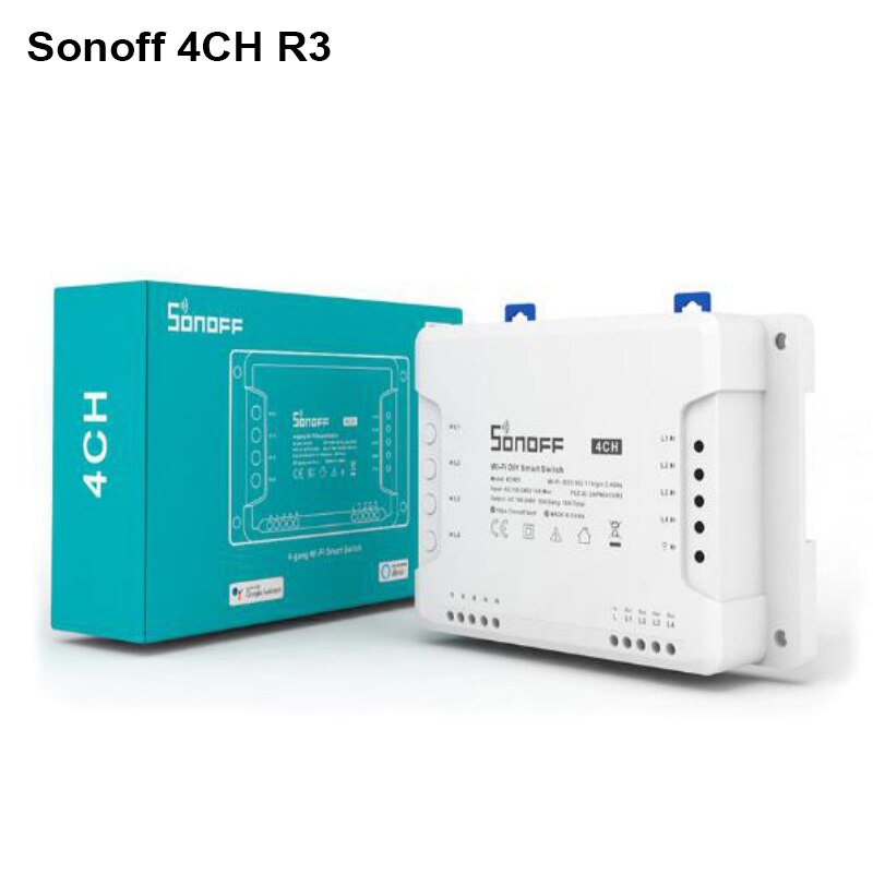 Sonoff 4CH R3/PRO R3 4 voies montage WiFI sans fil commutateur intelligent 433MHZ relais d'interrupteur à distance fonctionne avec Alexa Google Home: SONOFF 4CH R3