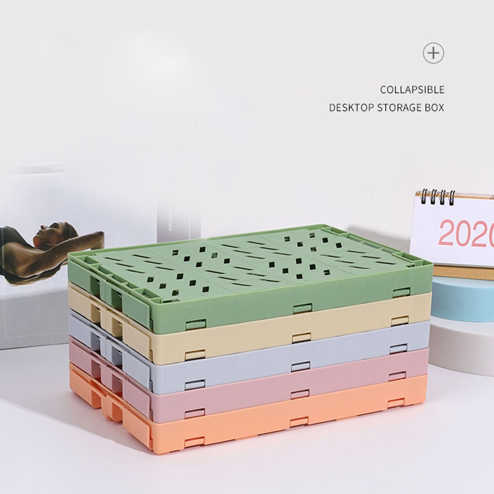 1 Pcs Simple Colorful Foldable Makeup Organizer Storage Box Desktop Stationery Organizer Paper Sundries Storage Box
