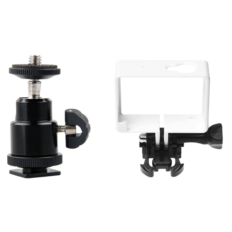 Mini tête de boule en alliage d'aluminium 1/4 pouces, support avec Flash, chaussure pour DSLR SLR et boîtier de protection pour Xiaomi Yi Xiaoyi