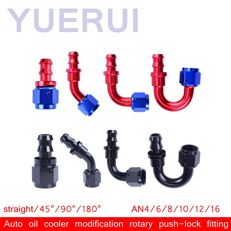 AN10 AN12 AN16 Degree Elbow/Aluminum Push Lock Hose Ends AN Fittings For Racing Car Oil Cooler Hose